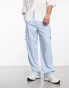 Фото #1 товара ASOS DESIGN smart wide leg cargo trousers in dusty blue