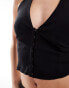 Фото #4 товара Pull&Bear bengaline hook & eye detail halterneck top in black