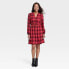 Фото #1 товара Women's Long Sleeve Plaid A-Line Dress - Knox Rose Red XS