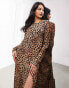 Фото #2 товара ASOS EDITION long sleeve bias cut maxi dress in leopard print