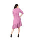 Фото #2 товара Women's Ruched Sleeve Ruffle Hem Midi Dress