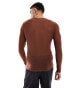 Фото #4 товара ASOS DESIGN muscle fit long sleeve t-shirt in brown mesh