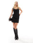 Closet London tailored pinafore mini dress with pockets in black DE 34 - фото #8