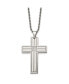 Polished with CZ Grooved Cross Pendant on a Rope Chain Necklace