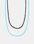 Фото #1 товара Faded Future 2 pack beaded festival necklace in turquoise and black