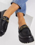 ASRA Exclusive Freya chunky loafers in black leather with gold trim