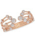 5 Row Crystal Dome Cuff Bangle in 14k Rose Gold Plated Sterling Silver