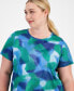 Фото #1 товара Plus Size Birdseye-Mesh Short-Sleeve Top, Created for Macy's