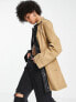 ASOS DESIGN Tall faux leather spliced jacket in stone and black