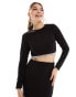 Фото #1 товара New Look diamante trim glitter crop top in black