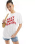 Фото #1 товара In The Style Can't Think Straight slogan t-shirt in white