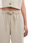 Фото #8 товара Miss Selfridge relaxed pull on trouser in beige pinstripe co ord