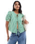 ONLY gingham front tie detail top in green