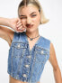 Tommy Jeans cropped denim vest in mid wash