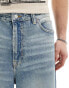 Bershka washed distressed denim baggy jeans in blue