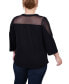 Фото #2 товара Plus Size 3/4 Sleeve Top with Neckline Cutouts and Stones