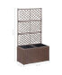 Фото #3 товара Trellis Raised Bed with 2 Pots 22.8"x11.8"x42.1" Poly Rattan Brown