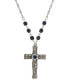 ფოტო #1 პროდუქტის Symbols of Faith Crystal Cross Blue Bead Necklace