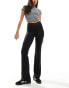 Фото #1 товара Pull&Bear polyamide v front sculpt flare trousers in black