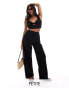 Фото #1 товара ONLY Petite wide leg trouser co-ord in black