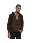 Фото #1 товара Men's Brown Half-Zip Utility Jacket With Contrast Drawstring