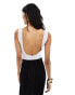 Фото #4 товара ASOS DESIGN shirred scoop back bodysuit in mono stripe