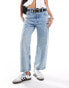 Free People low-rise cropped baggy jeans in light blue