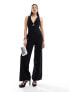 Pretty Lavish tie back wide leg jumpsuit in black 34 - фото #1