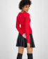 Фото #2 товара Women's Lace-Up Ribbed Sweater, Created for Macy's