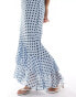 Фото #2 товара ASOS DESIGN V neck strappy cross back maxi dress with raw edge details in blue spot