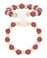 ფოტო #1 პროდუქტის Gold Plated Simulated Garnet and Simulated Imitation Pearl Stretch Ring