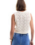 Фото #4 товара ASOS DESIGN knitted tank top in pointelle stitch with bow detail in cream