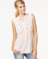 Maison Jules Women's Sleeveless Embellished Button Pearl Blush M