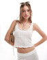 Фото #1 товара Miss Selfridge crochet frill detail cami top in cream co-ord