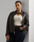 ფოტო #1 პროდუქტის Plus Size Leather Moto Jacket