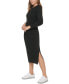 Women's Ribbed Long Sleeve Crewneck Side Slit Dress