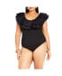 Фото #1 товара Plus Size Frill Shoulder Bodysuit