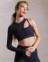 Фото #1 товара South Beach x Joanna Chimonides cutout one shoulder long sleeve top in black