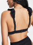 ASOS DESIGN Fuller Bust mix and match ruffle triangle bikini top with clasp back in black