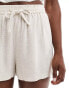 Miss Selfridge linen pull on shorts in natural slub Flammengarn in Natur, 32 - фото #5