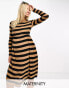 Фото #1 товара Mamalicious Maternity long sleeve mini dress in black stripe