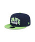 Фото #1 товара Бейсболка New Era мужская X Staple College Navy, Neon Green Seattle Seahawks Pigeon 9Fifty Snapback Hat