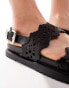 River Island laser cut detail flat sandal in black