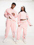 Фото #11 товара ASOS Design unisex co-ord relaxed joggers with prints in pink wash