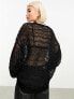 Weekday Silva sheer variegated bubble knitted sweater in black