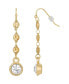 Gold-Tone Happy Face Chain Crystal Linear Drop Earring