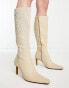 Фото #4 товара ASOS DESIGN Chai dragon embroidery knee boot in off white