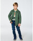 ფოტო #3 პროდუქტის Big Boys Quilted Canvas Overshirt With Pockets Forest Green