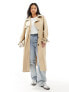 Фото #1 товара ONLY Curve longline trench coat in beige