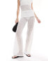 Фото #2 товара ASOS DESIGN beach crochet look wide leg trousers co ord in white